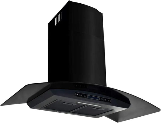 Tidyard, Væghængte emhætter, Tigårdsområde hætte 756 m3 / h 90 cm rustfrit stål & glas LED fedt filter, Sølv / sort, 90 cm, 3 v, 90 x 45, 240 V