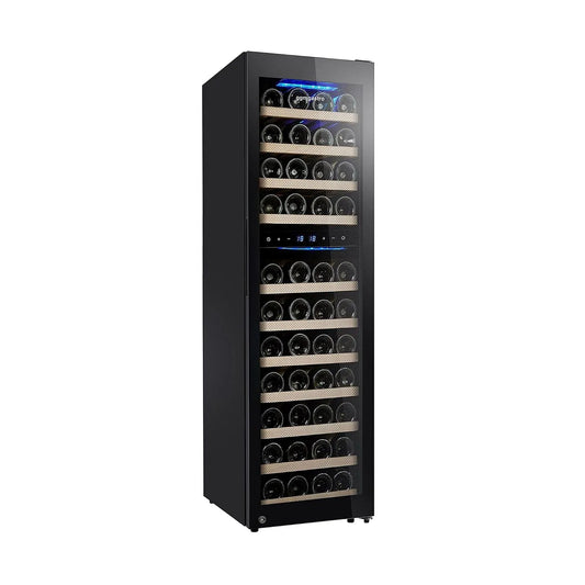 GGM Gastro, Drikkevarekøleskabe, Vin Køleskab 160 L 2 Zoner, Sort, 160 L, 395 mm, 580 mm, 1.275 mm