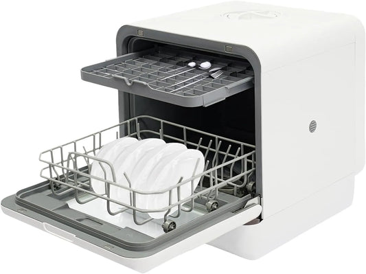 QRANSEUYXY, Bordopvaskemaskiner, Bordopvaskemaskine, 1100w Bærbar kompakt opvaskemaskine med 4 vaskemåder, 6L, Hvid, 1100w, 4 v, 18.11 inch