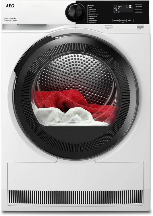 AEG TR7T65680, Varmepumpetørretumblere, Heat Pump Dryer 8 kg, Serie 7000: SensiDry blid & energibesparende tørreproces, Sort, 8 kg, 5 kg