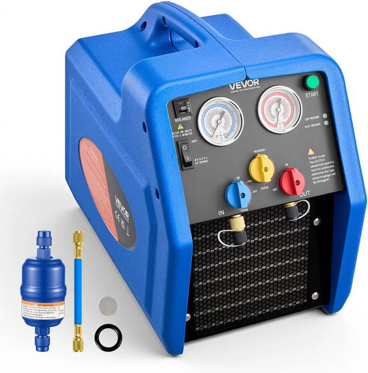 VEVOR 220V/50Hz, Mobile klimaanlæg, Kølemiddeludsugningsenhed Bærbart kølemiddeludsugningsanlæg, 220V / 50Hz 1450 rpm, Hvid, 220V, 50Hz