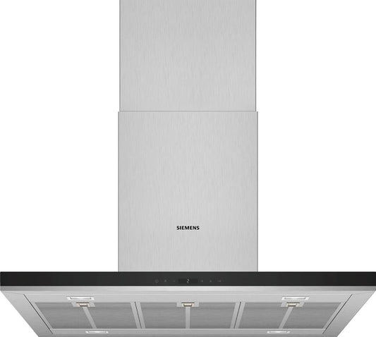 Siemens iQ500 LF98BIP50, Væghængte emhætter, Integreret ø hætte 90 cm rustfrit stål, Sølv, 90 cm, 32 kW