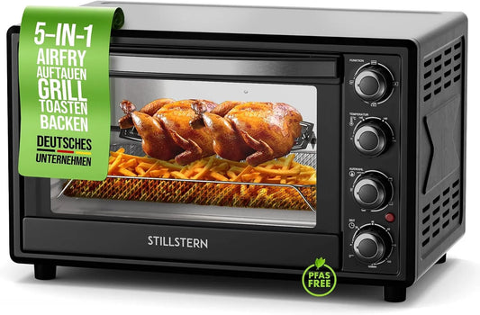 Stillstern, Miniovne, Stilstern Mini- bagning ovn med recirkuleret luft 35L (DE version) Pizza Ø28, Sort / sølv, 35L, 3G