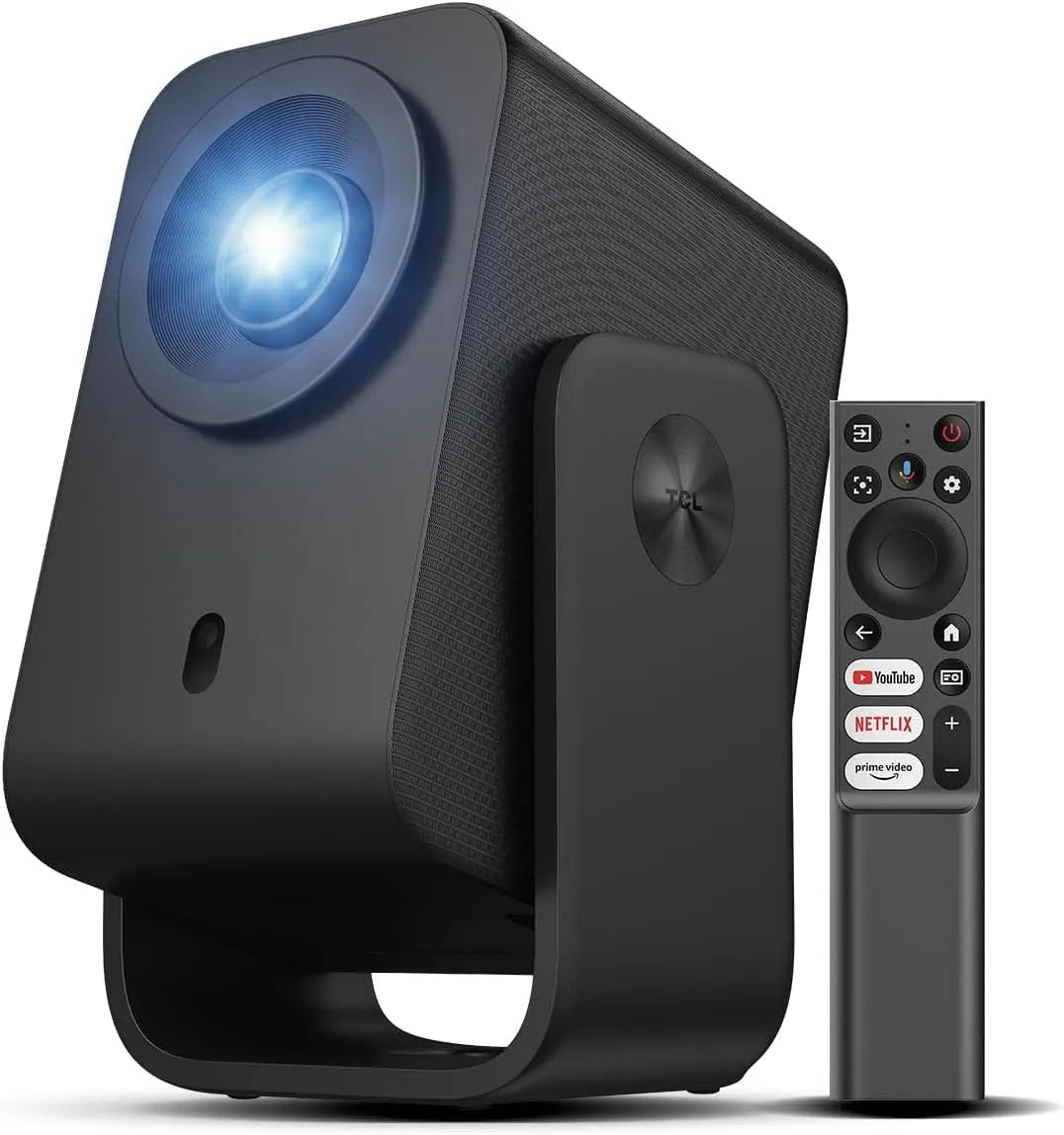 TCL 1080P HDR10, Projektorer, C1 Smart Beamer 4K-understøttelse, kompatibel med Google TV, WiFi og Bluetooth, Sort, 4K, 8W, 30 dB, 5G