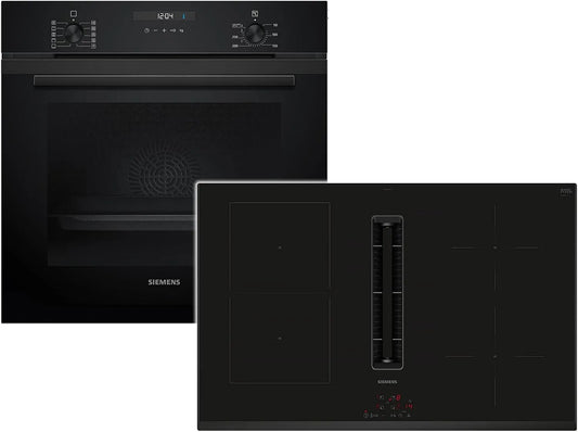 Siemens EQ527EA6BZ HB237GBB3, Komfursæt, Set Back- Oven Deep sort Inox + Induction Coobec Fume ED851BS16E, Sort / sølv, 237G, 80 cm, 71 l, 9 v