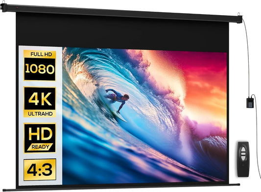 HOMCOM, AnnulleringComment, Motoriseret fremvisning skærm 16: 9 4K HD Sort, 4K, 160 g, 15 rpm, 3 cm