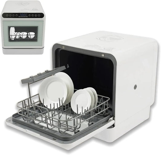 Mqwdxzfes, Bordopvaskemaskiner, 1100W Bærbar kompakt opvaskemaskine, bordopvaskemaskine med 6 liter vandtank, Hvid, 1100W, 6 l, 220 V, 240 V