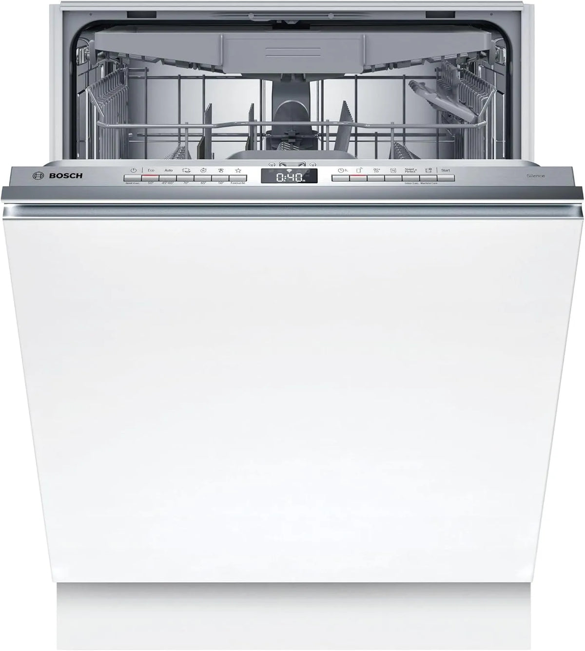 Bosch SMV4HVX14E, Opvaskemaskiner, 60 cm, opvaskemaskine 60 cm, fuldt integreret, bestik skuffe, automatiseret starttid, Sølv, 5 x 59