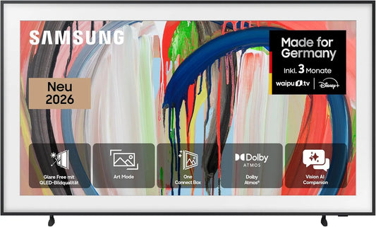 Samsung LS03H, Bærbare TV'er, Ramme 4K 65 inches (163 cm), UHD TV, Art Mode med skiftende kunst, Trådløs One, Sort, 4K, 65 inch, 163 cm, QLED