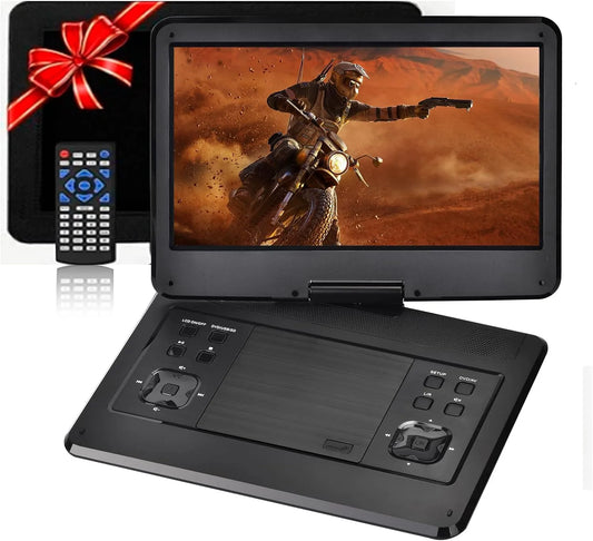 YOOHOO, Bærbare dvd-afspillere, 16, 1 tommer bærbar DVD-afspiller med 14, 1 tommer drejeskærm, 6 timers batteri, Sort, 1366 x 768, 3, 5 mm, 32 G