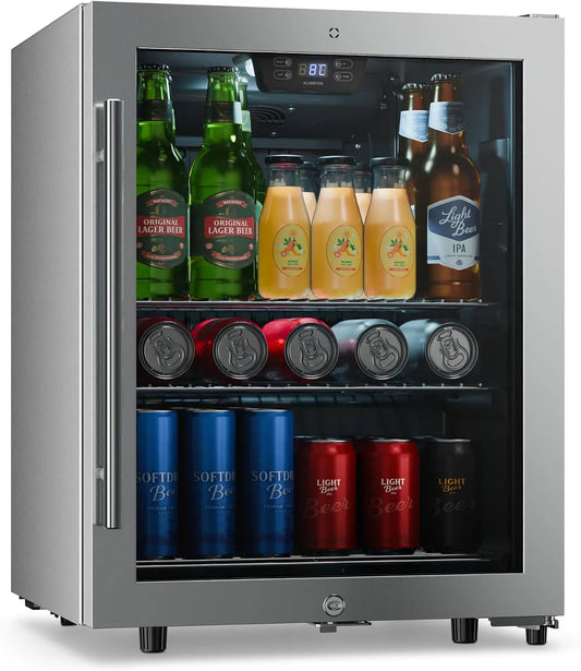 Klarstein IPX4, Drikkevarekøleskabe, LuxeChill Drikke Køleskab 60 L - Drikkevarer køler med glasdør, 0-10 ° C Touch, Hvid, 60 L, 90 kW