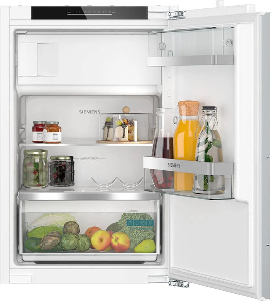 Siemens KI22LADD1 iQ500, Køle-/fryseskabe, bygget i køleskab med fryser, 88 x 56 cm, 104 L køling & 15 L frysning, Hvid, 22L, 104 L