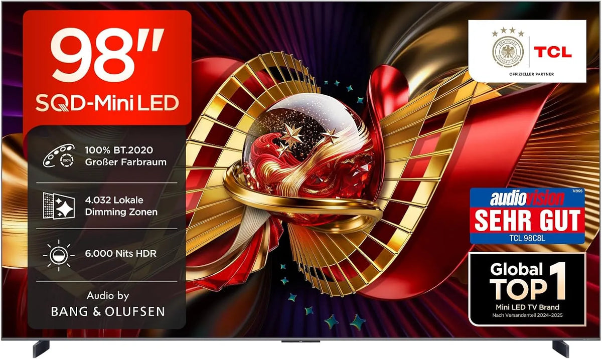TCL HDR10 98C8L, TV'er, + SQD- Mini LED 98 tommer TV, 4K Smart TV, Google TV, Sort, 8L, Mini LED, 4K, 1L