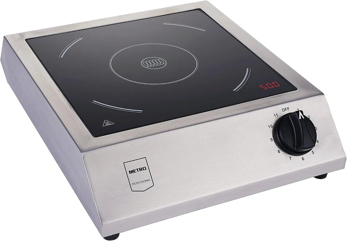 METRO Professional GIC3500, Kogeplader, METRO Professionel induktionsspole, rustfrit stål / glas keramik, 3500 W, 11, Sølv / sort, 26 cm