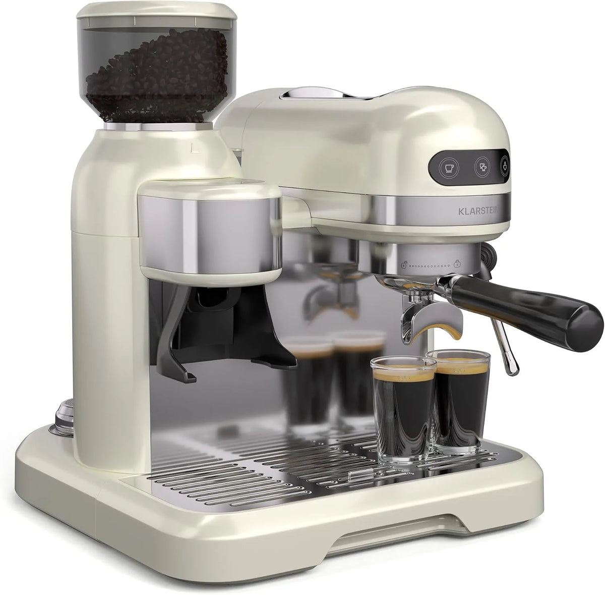 Klarstein, Espresso og kaffemaskiner, Bella Café Sieve Carrier maskine med slibemaskine - 19 Bar, 1550 W, 1, 4 L, Sort, 200 g