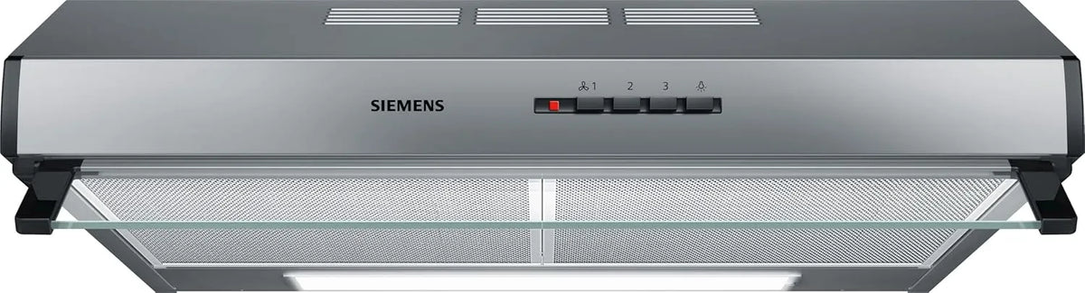Siemens iQ300 LU63LCC50, Underbyggede emhætter, Integreret underhætte 60 cm rustfast stål, Sølv, 60 cm, 63L
