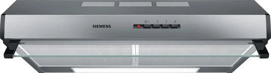 Siemens iQ300 LU63LCC50, Underbyggede emhætter, Integreret underhætte 60 cm rustfast stål, Sølv, 60 cm, 63L
