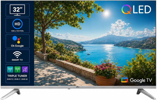 JTC-24 Zoll/80 JTCSQ32H39330G, Bærbare TV'er, 32 '(32 tommer / 80 cm) QLED Smart TV, Google TV, Android OS, Play Store, Sort, 32 ', 80 cm
