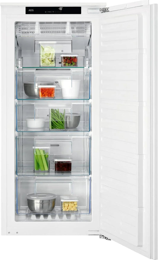 AEG TAB7N12EF, Fryseskabe, Bygning i Fryser / 1225 mm / 122 L / NoFrost / Temperaturalarm / Fast dør / E, Hvid, 1225 mm, 122 L