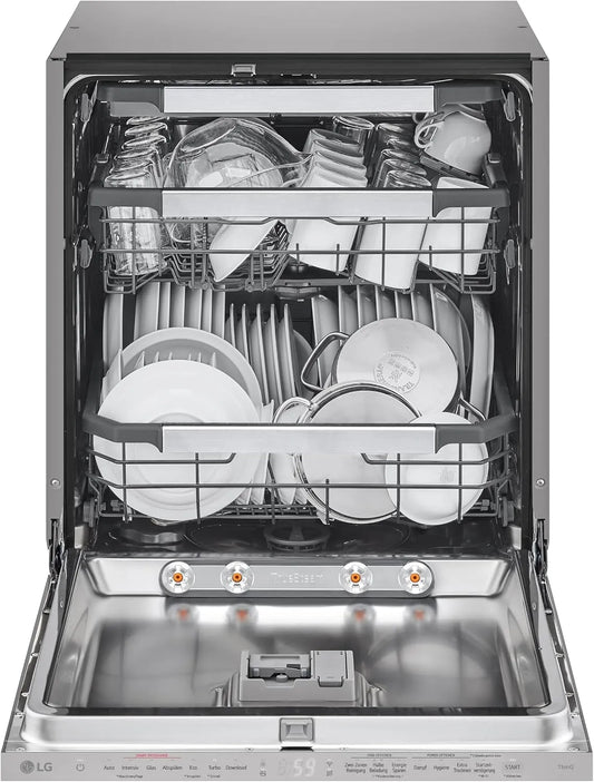 LG DB597TXS, Opvaskemaskiner, 60 cm, energiklasse A -20%, fuldt integreret opvaskemaskine, med bestik skuffe, Sølv