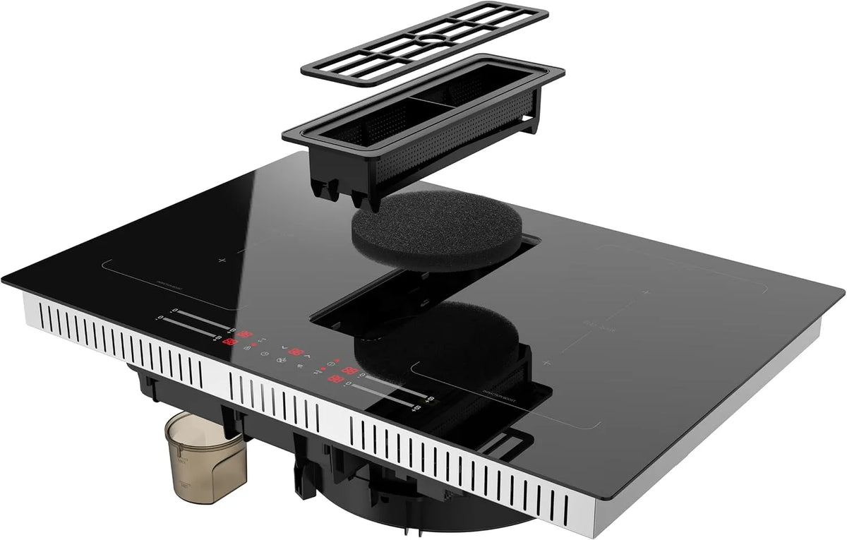 K&H DD77-IN7204FLX DD77, Kogeplader, K & H induktionsphob med udluftning (668 cbm / h), IN7204FLX [4 ZONEN FLEX], Sort, 77CM, 7200 w, 1W