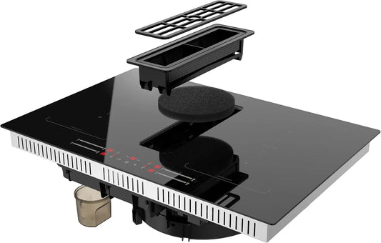 K&H DD77-IN7204FLX DD77, Kogeplader, K & H induktionsphob med udluftning (668 cbm / h), IN7204FLX [4 ZONEN FLEX], Sort, 77CM, 7200 w, 1W