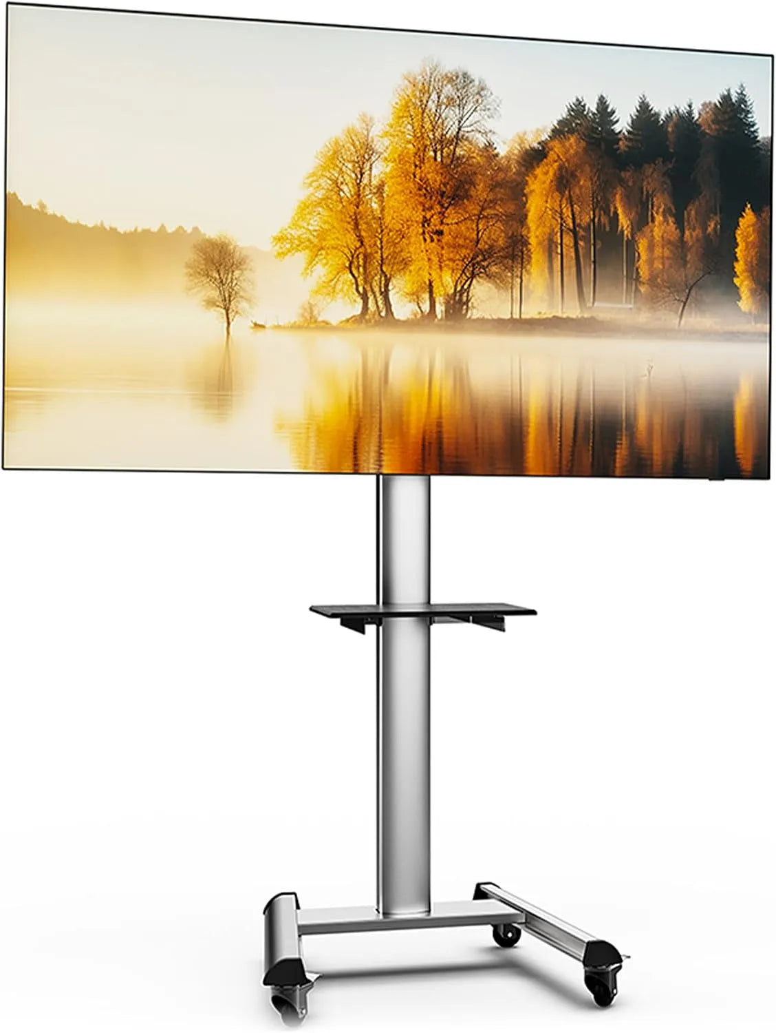 XTRARM, TV-borde og lowboards, Proton 500 mobile TV stand med ruller, hylde, stikdåse, USB-porte, højde 211cm, Sort, 211cm, 75 inch, 40 kg