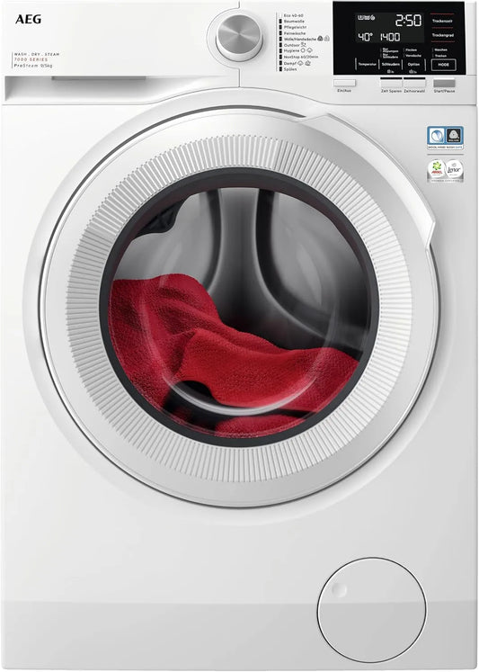 AEG LWR7G60690, Vaske-tørremaskiner, vasketørrer, serie 7000 med DualSense ®, 9 kg vask, 5 kg tørring, D, Hvid, 9 kg, 5 kg, 1600 rpm, 7G